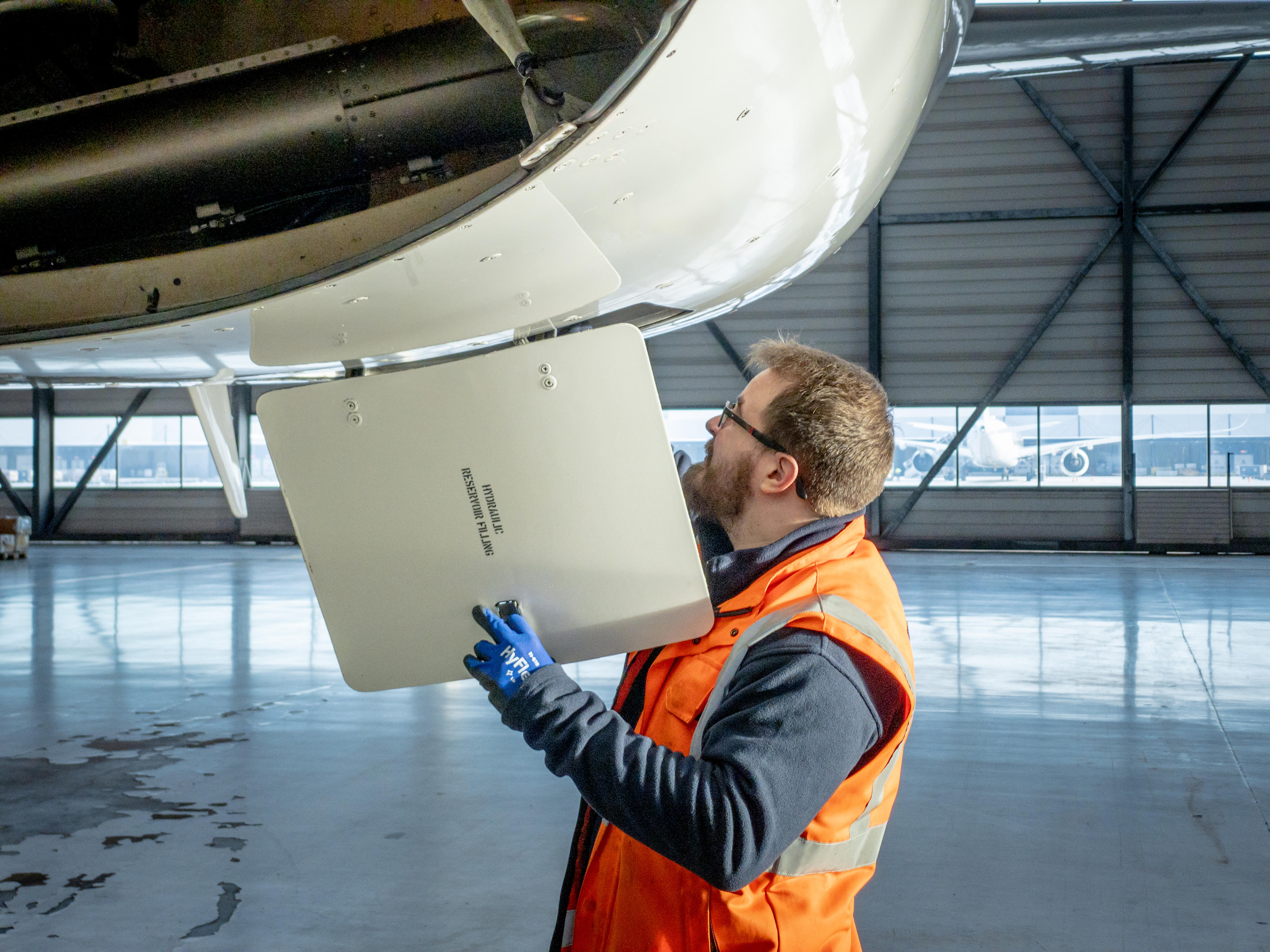 Finnair engineer inspects plane to be recycled